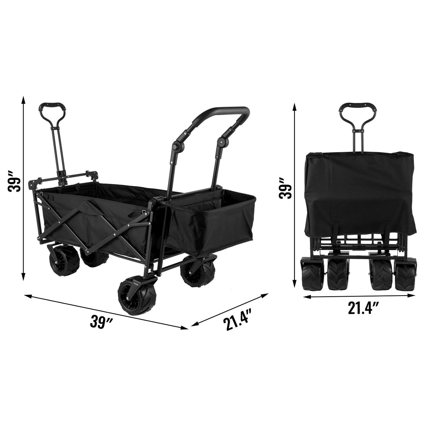 VEVOR Folding Wagon Cart With Removable Canopy And Adjustable Handle