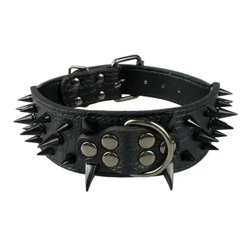 PET ARTIST Sharp Spiked Studded Leather Dog Collar