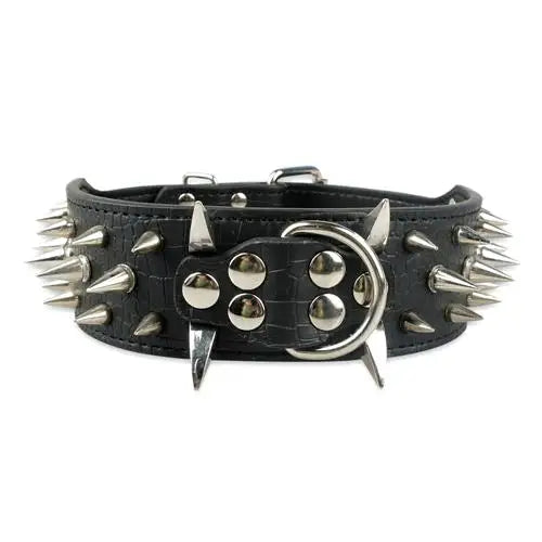 PET ARTIST Sharp Spiked Studded Leather Dog Collar