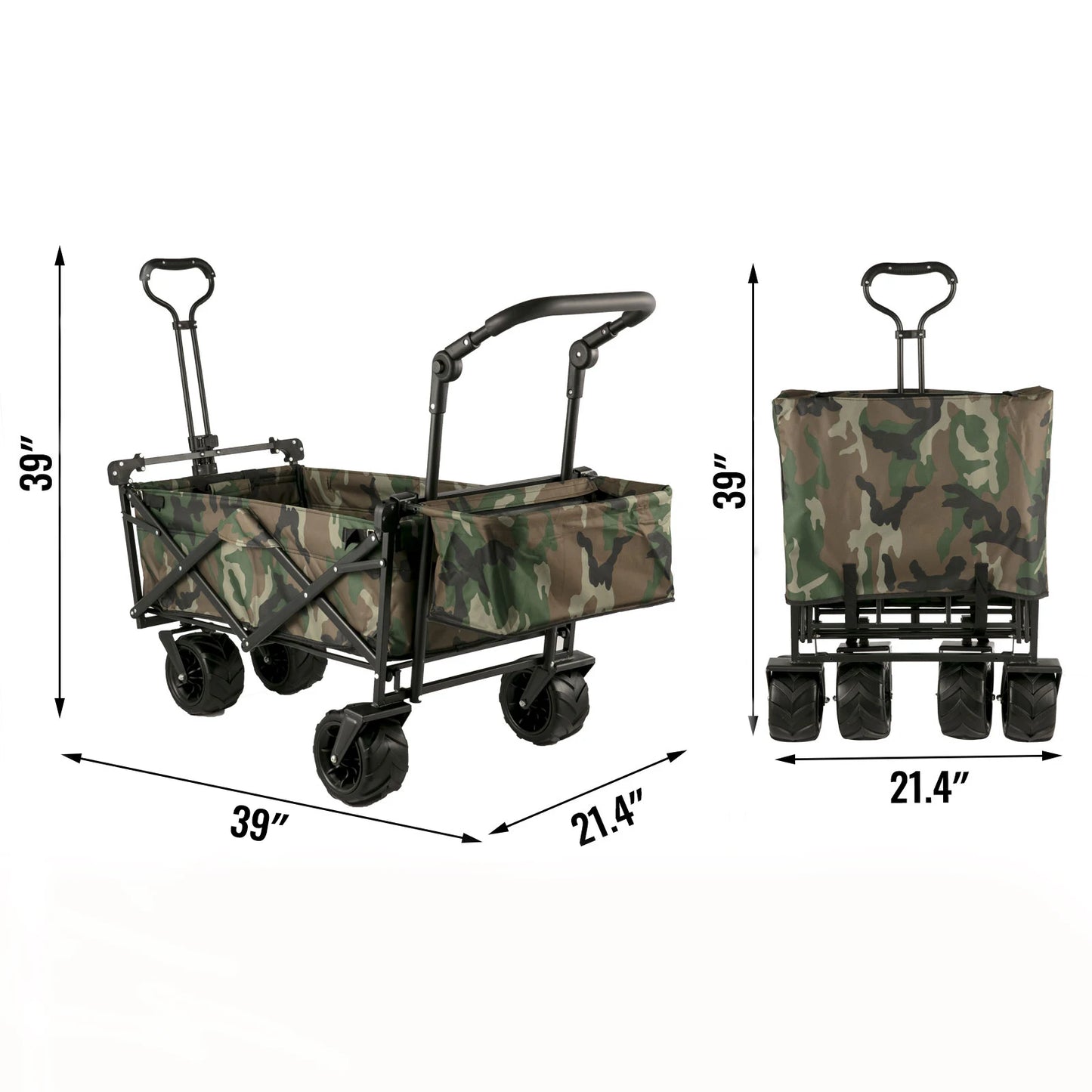 VEVOR Folding Wagon Cart With Removable Canopy And Adjustable Handle