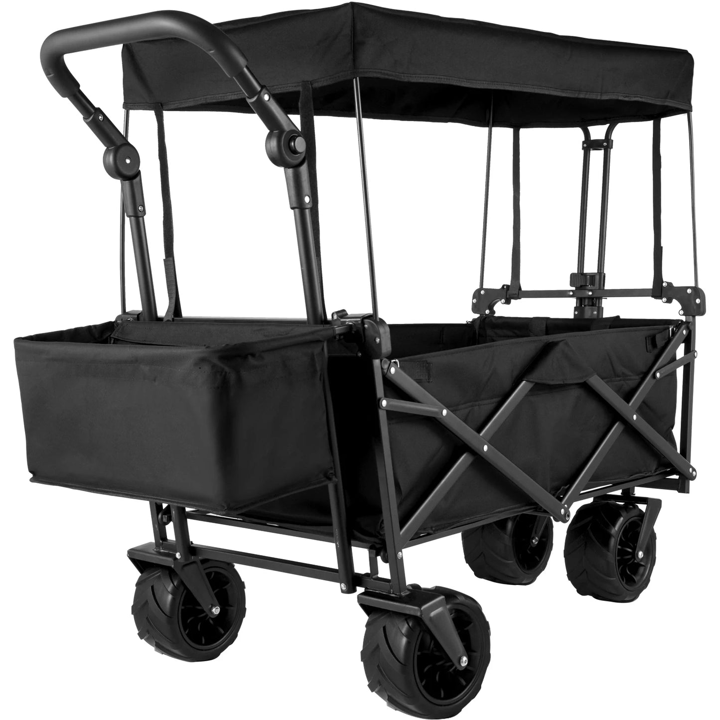 VEVOR Folding Wagon Cart With Removable Canopy And Adjustable Handle