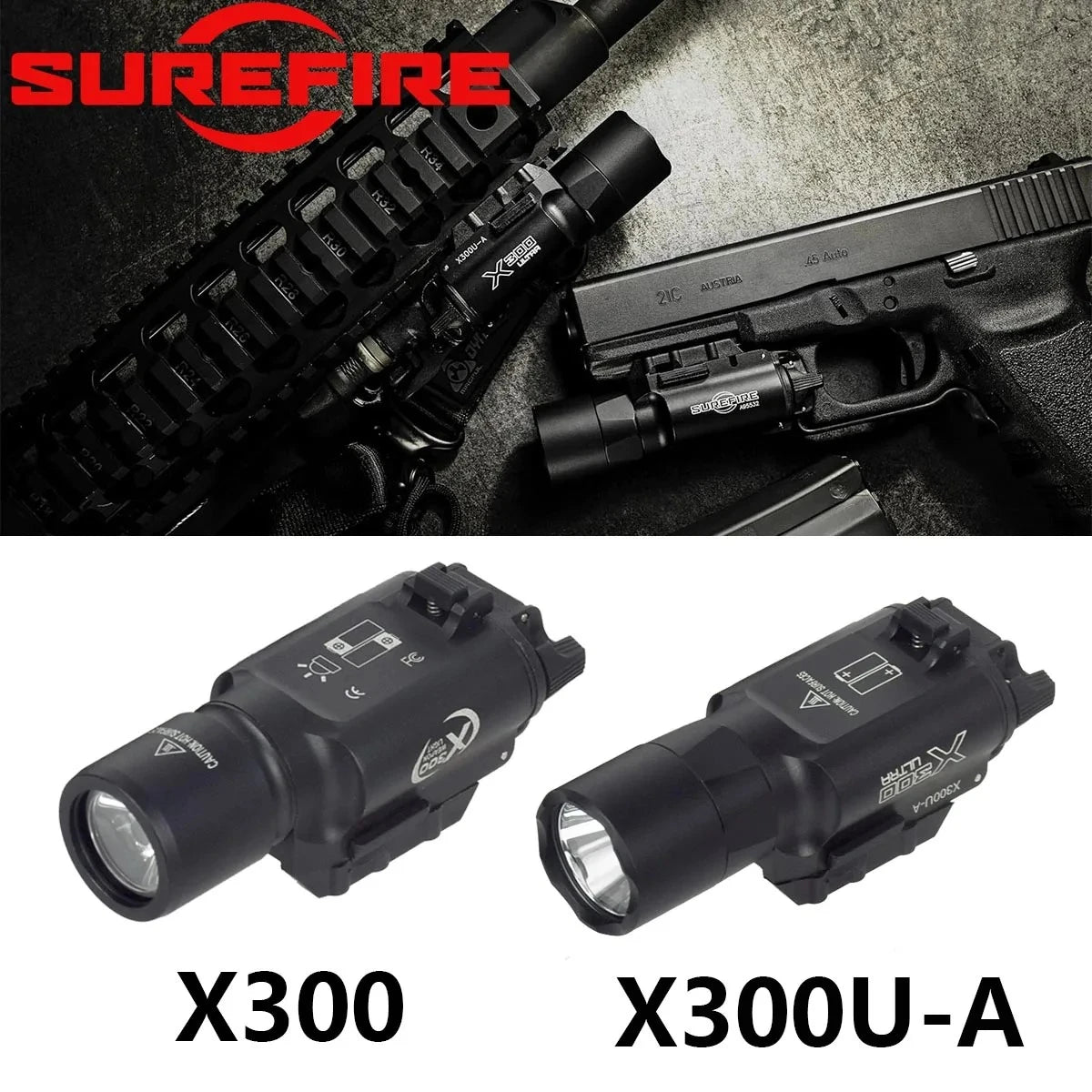 LAMBUL SureFire X300 X300U Ultra Weapon Flashlight For 20mm Rail
