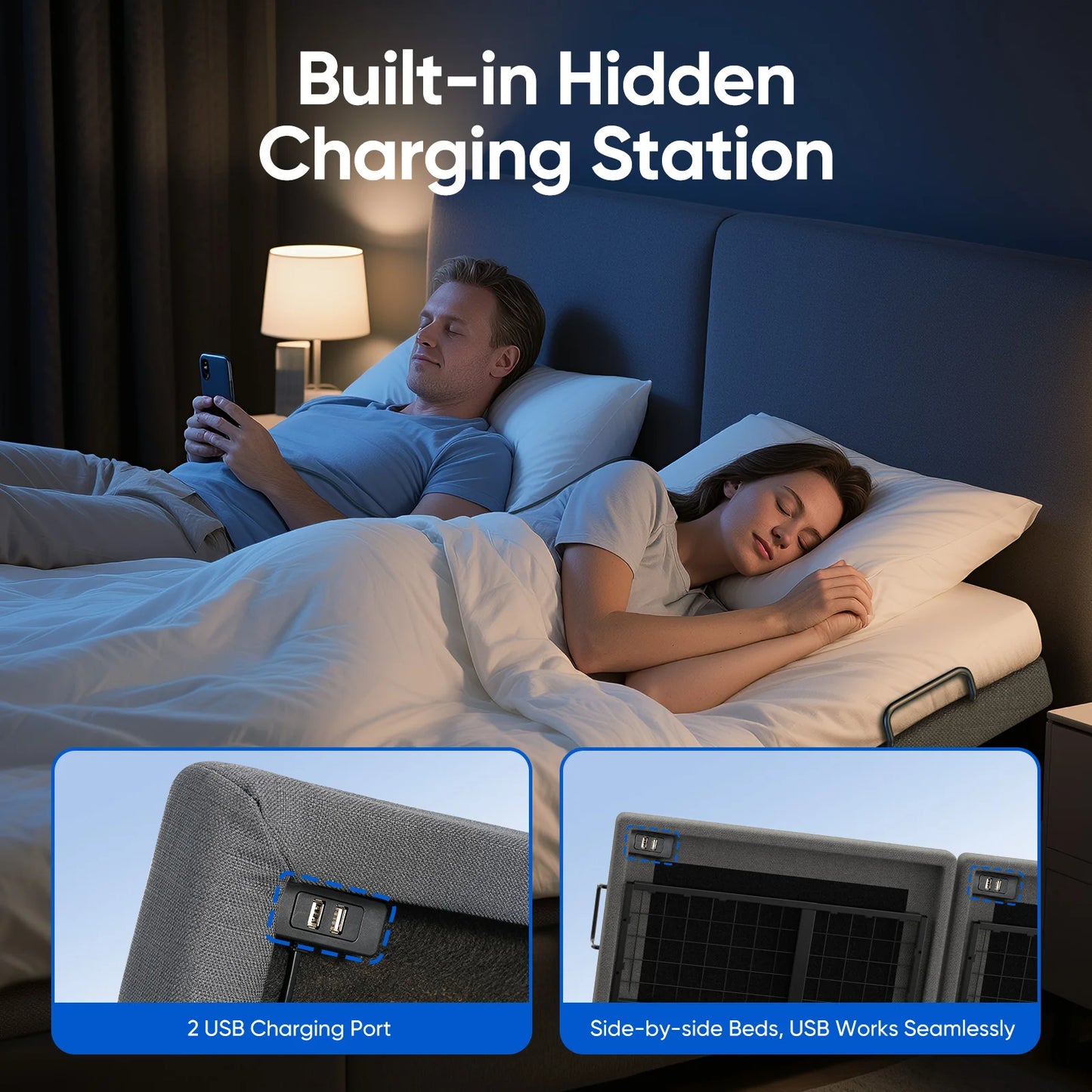 Furgle Adjustable Bed Base With Massage Dual Motors Wireless Remote