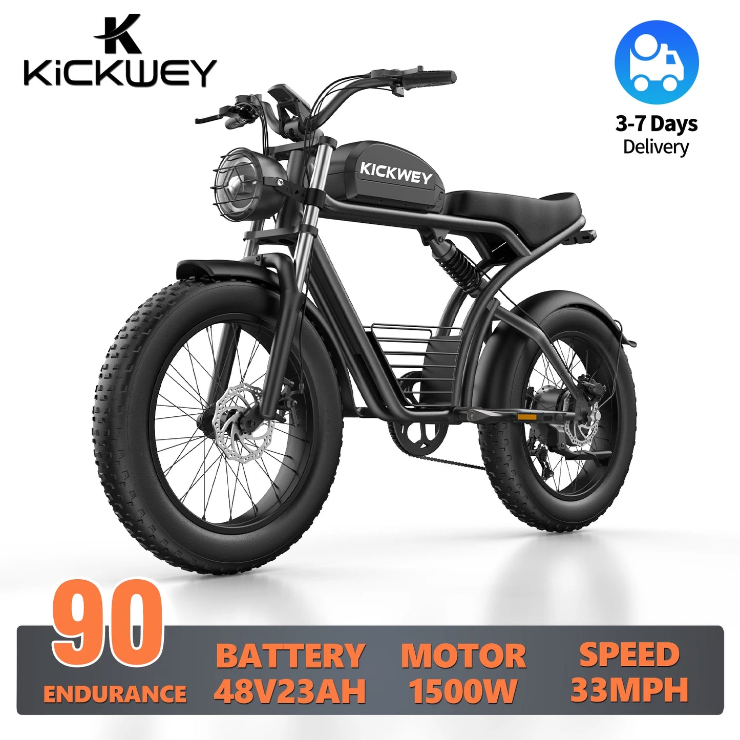 Kickwey K7 Electric Mountain Bike 1500W 48V Fat Tire