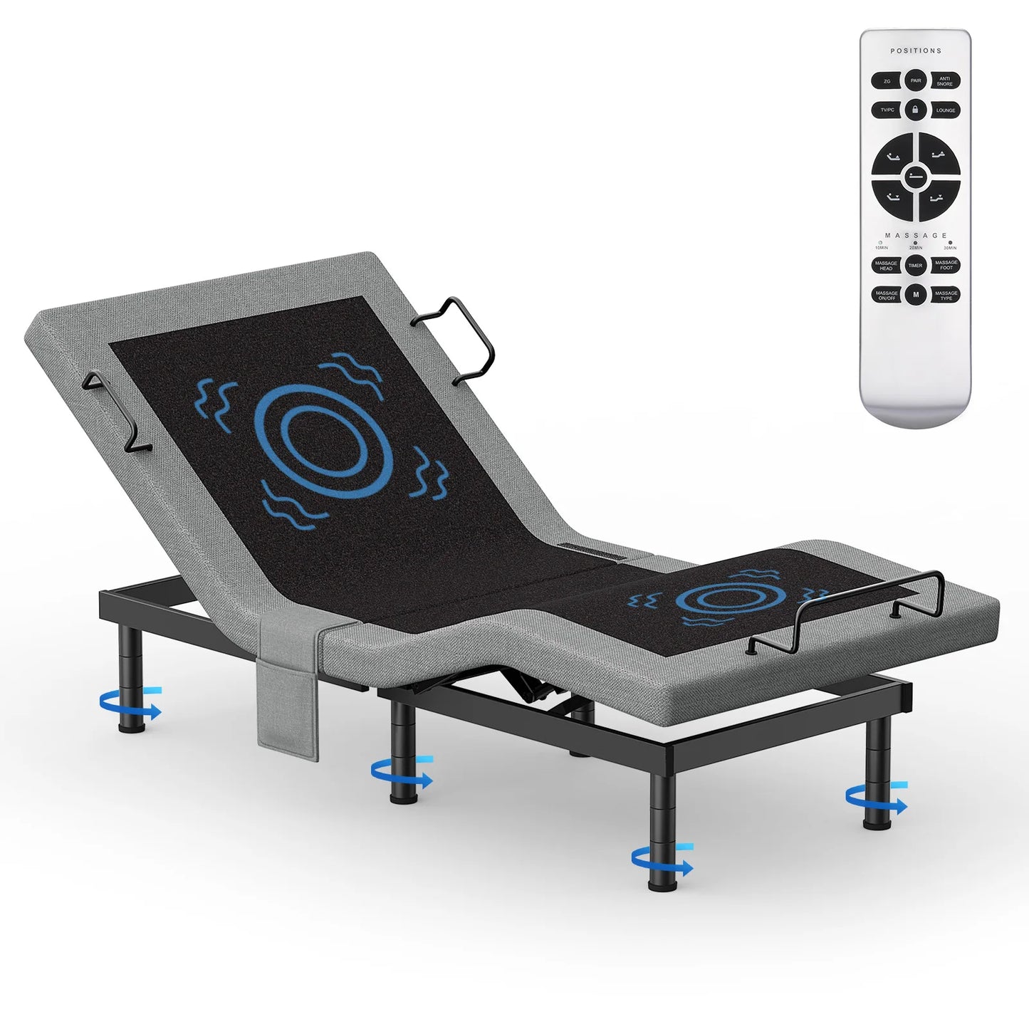 Furgle Adjustable Bed Base With Massage Dual Motors Wireless Remote