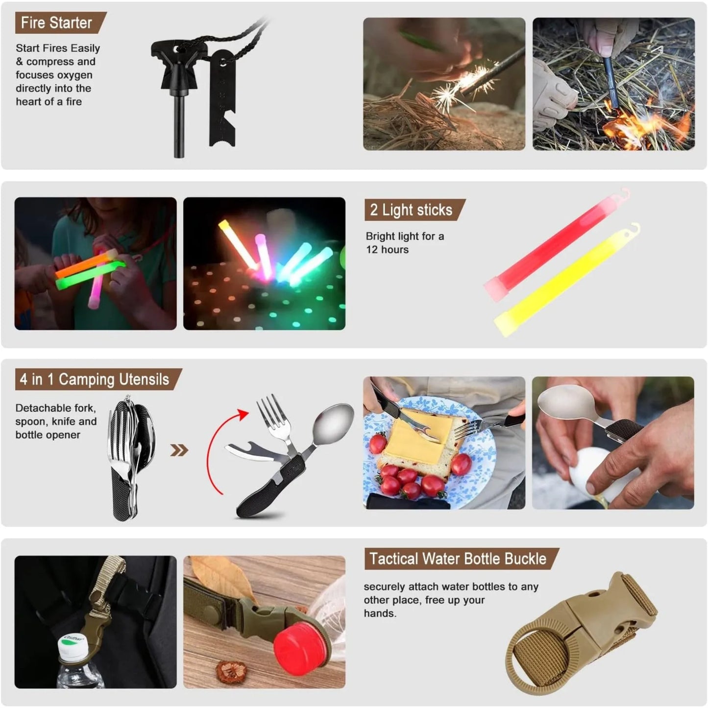 238Pcs Emergency Survival Kit With Molle Pouch And Tent