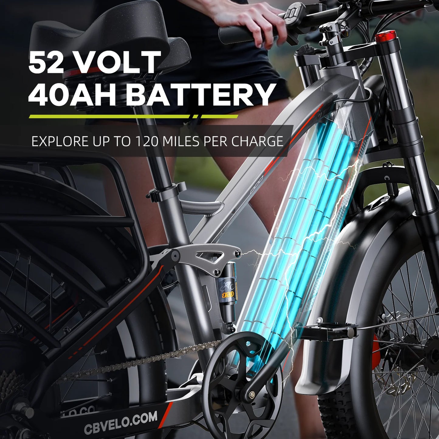 CYBERVELO EK9 Fat Tire Electric Bike With 52V 40Ah Battery