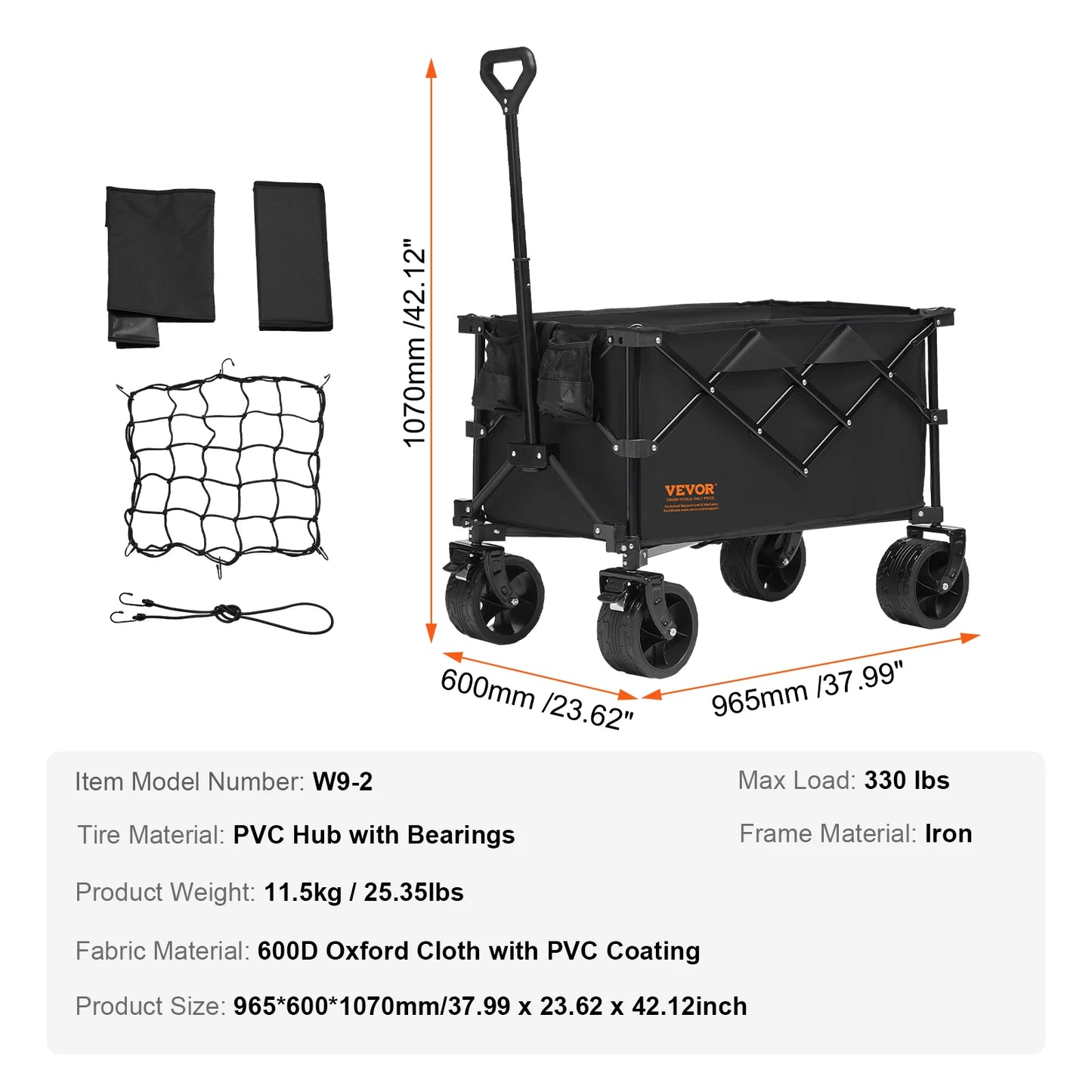 SucceBuy Collapsible Beach Wagon With AllTerrain Wheels And Drink Holder