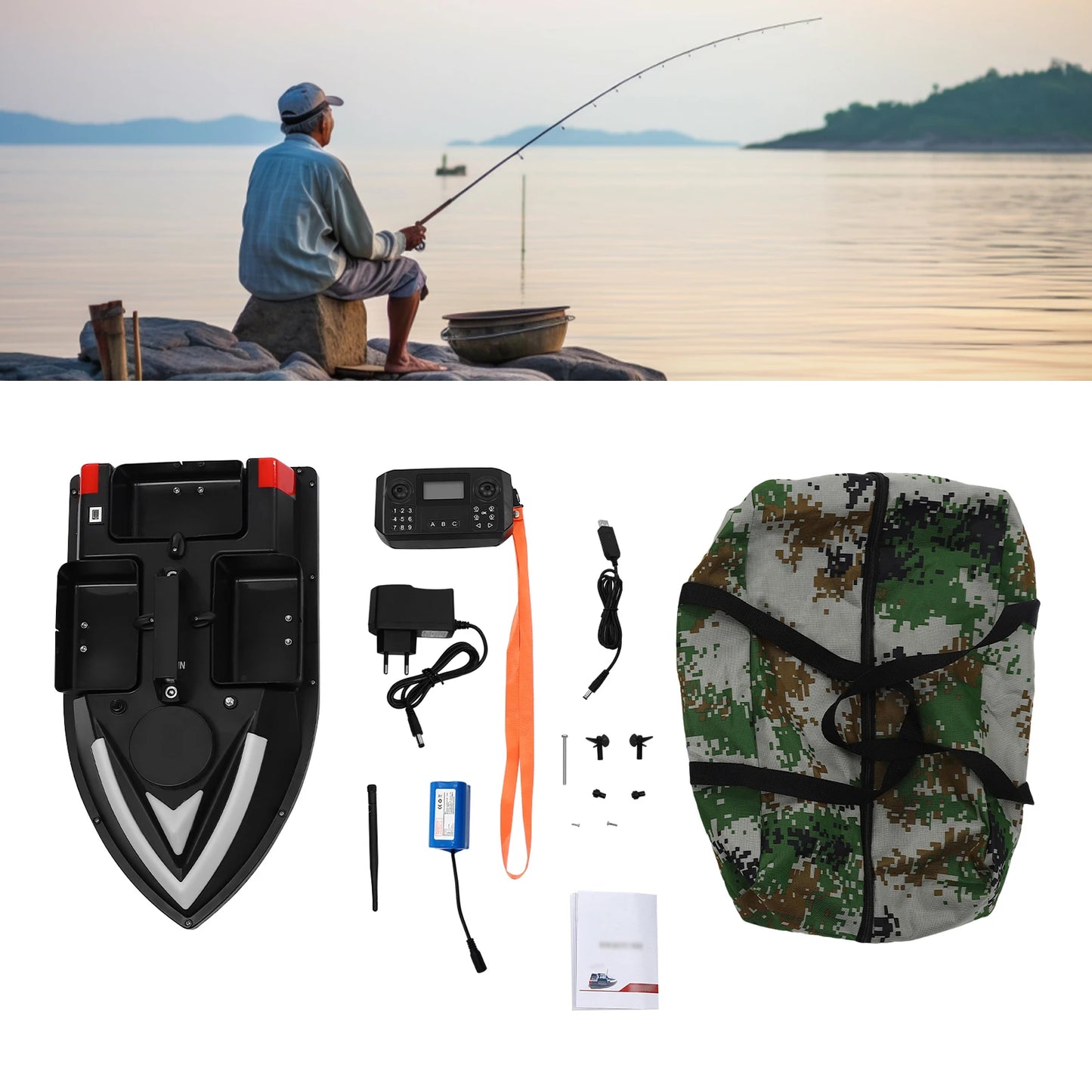 RC Fishing Bait Boat With Depth Sounder GPS Auto Return