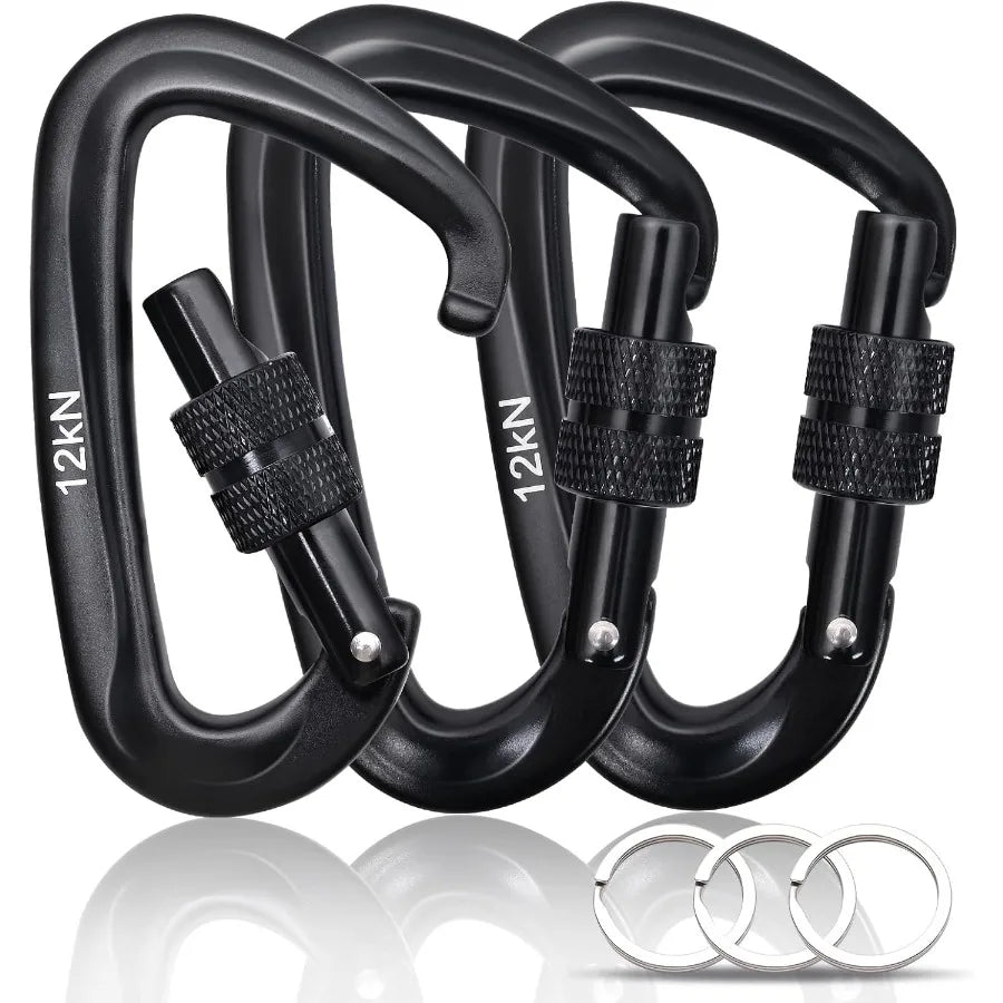 MultiPack 7075 Aircraft Carabine 12kN 23g UltraLight Spring and Locking for Camping Pets Hiking Rustproof HeavyDuty