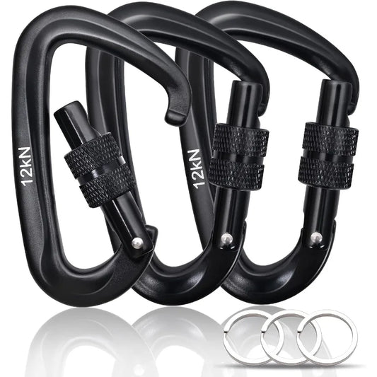 MultiPack 7075 Aircraft Carabine 12kN 23g UltraLight Spring and Locking for Camping Pets Hiking Rustproof HeavyDuty