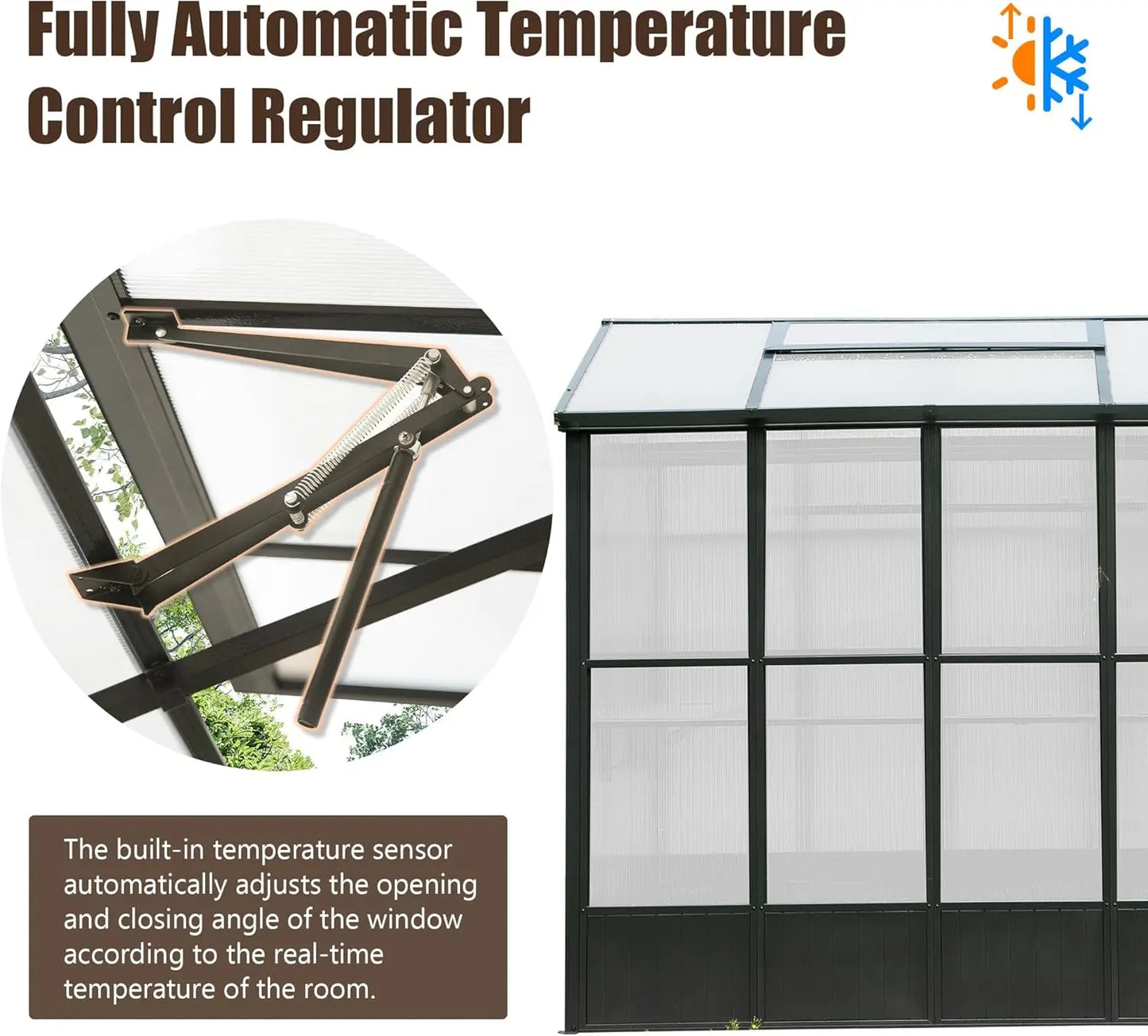 XMSJ Domi Aluminum Greenhouse With Auto Temperature Control Vent