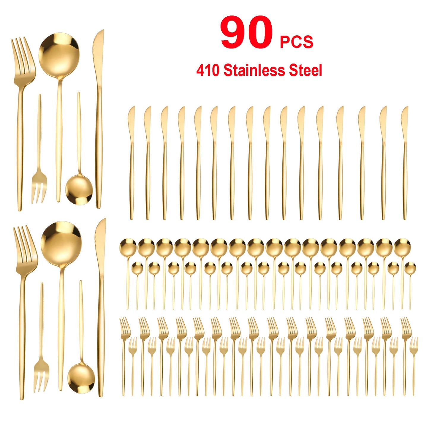 Flatware Stainless Steel Silverware Tableware Set Heavy Duty