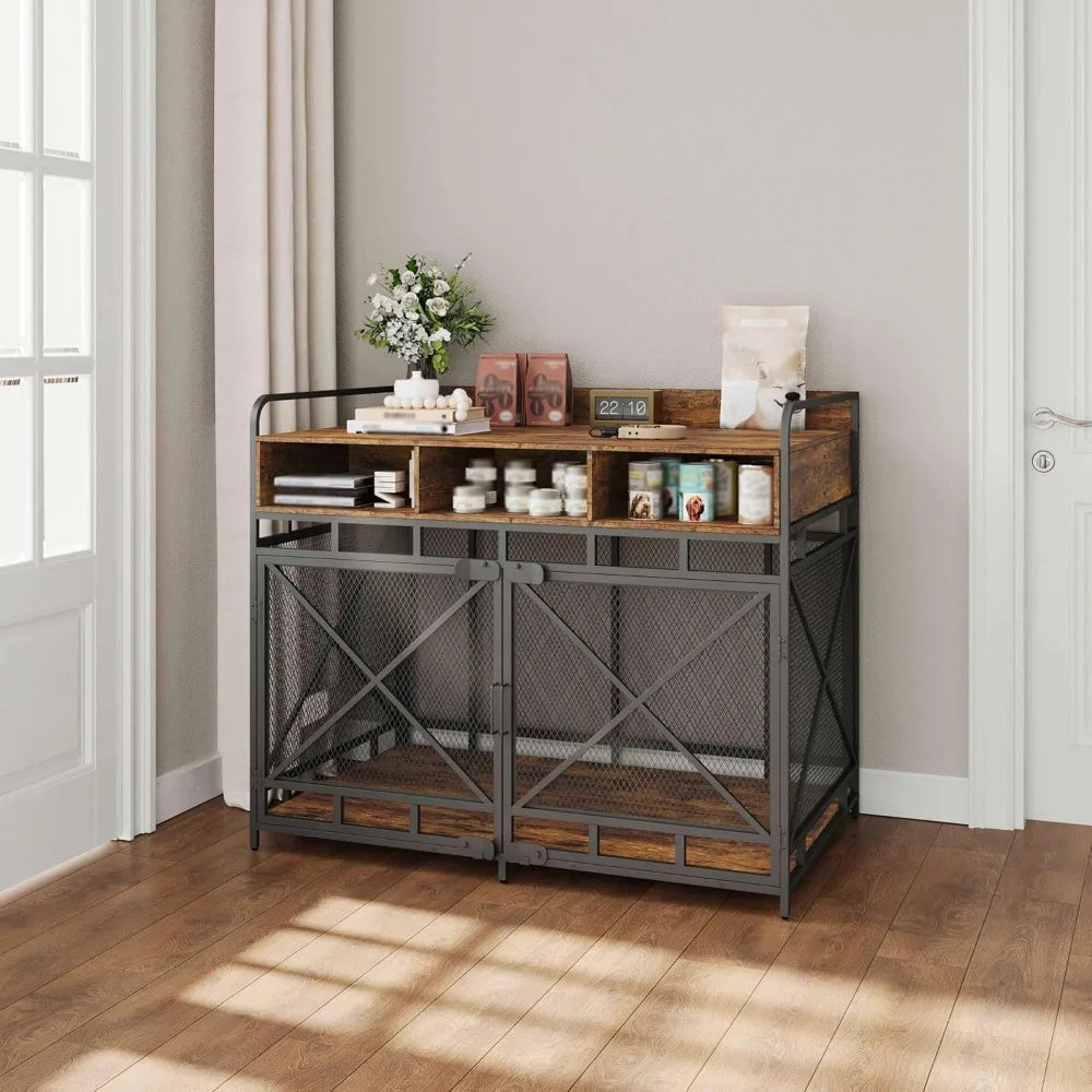 High-Concerned Dog Crate Furniture End Table Kennel With Drawers