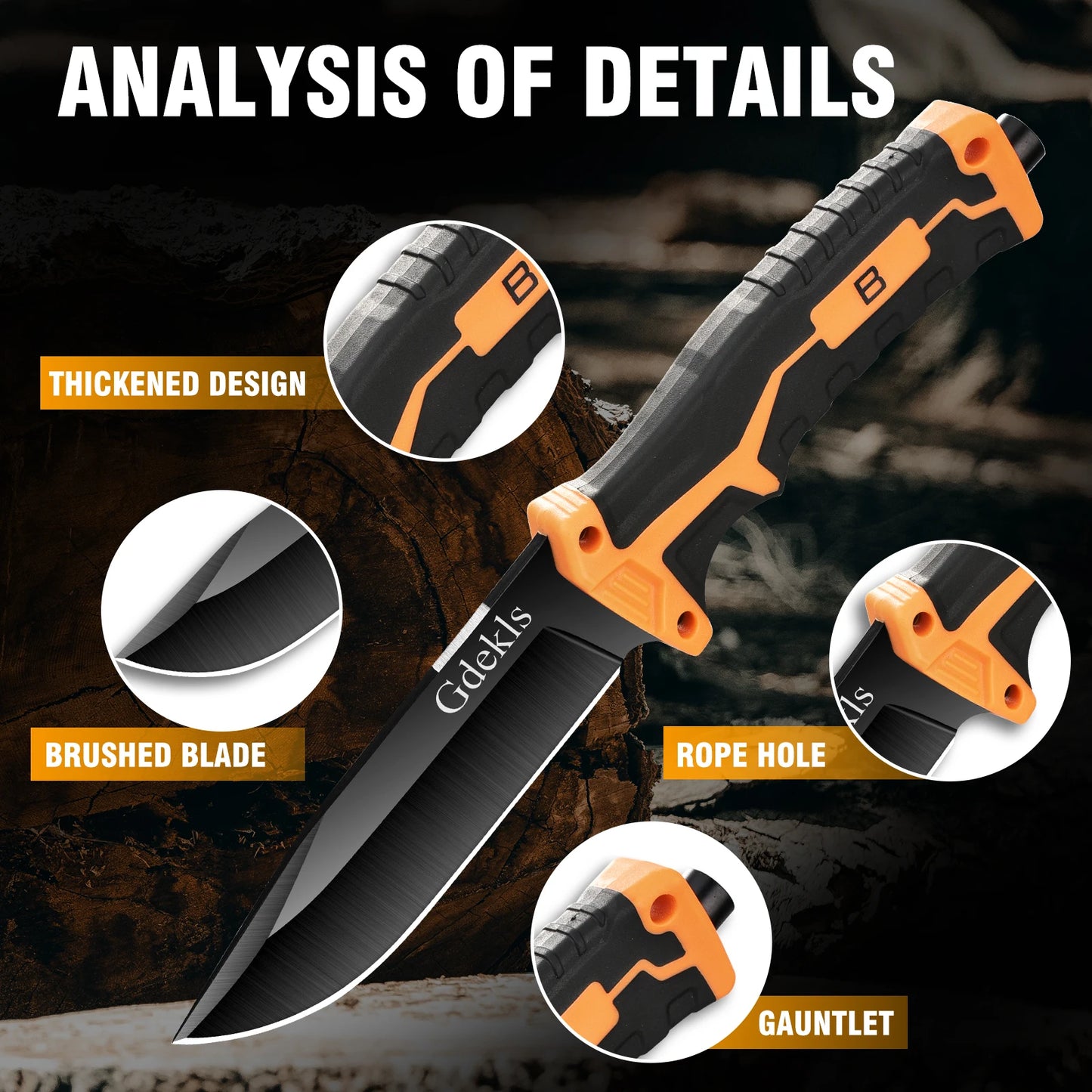 Gdekls Tactical Fixed Blade Knife For Camping And Survival