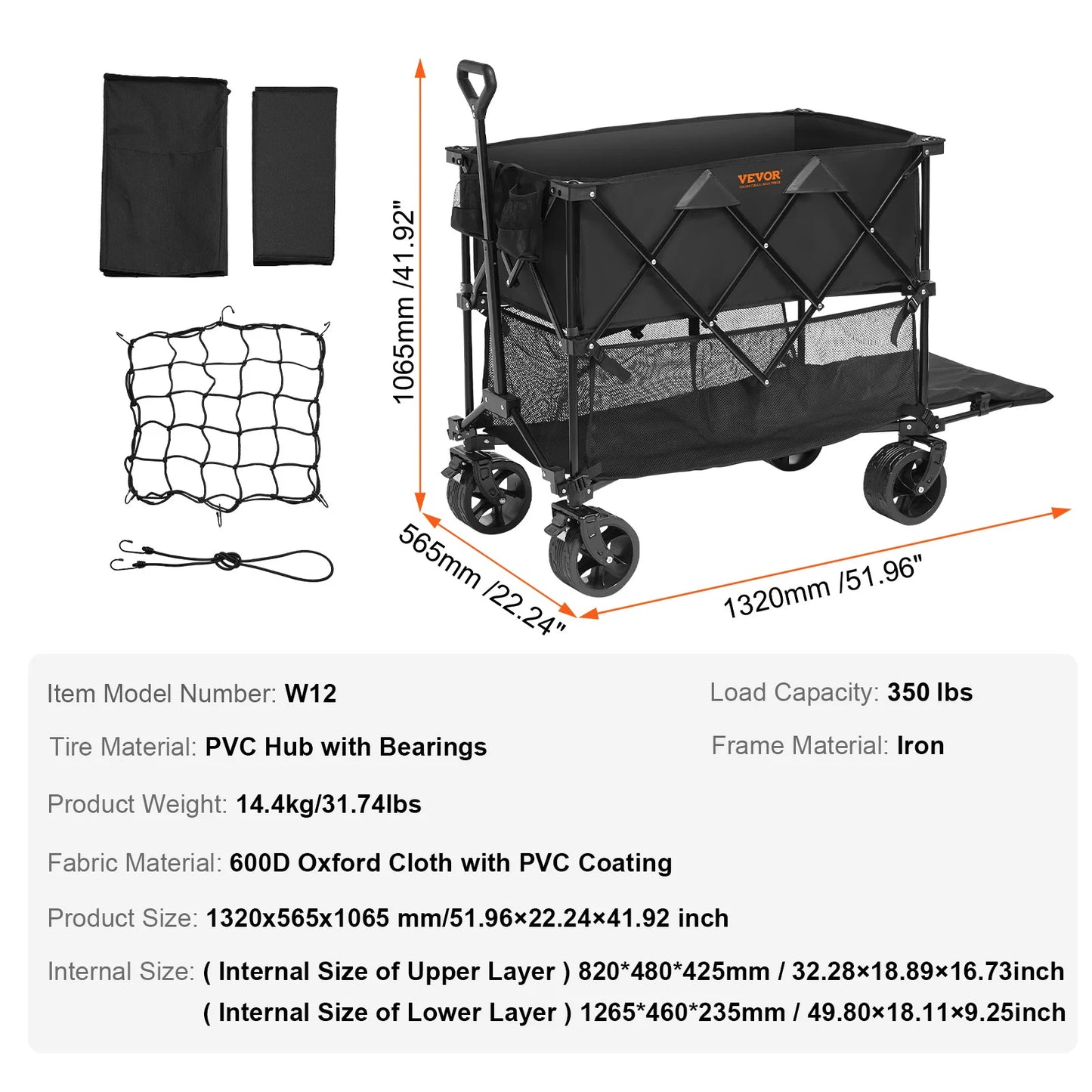 SucceBuy Collapsible Beach Wagon With AllTerrain Wheels And Drink Holder