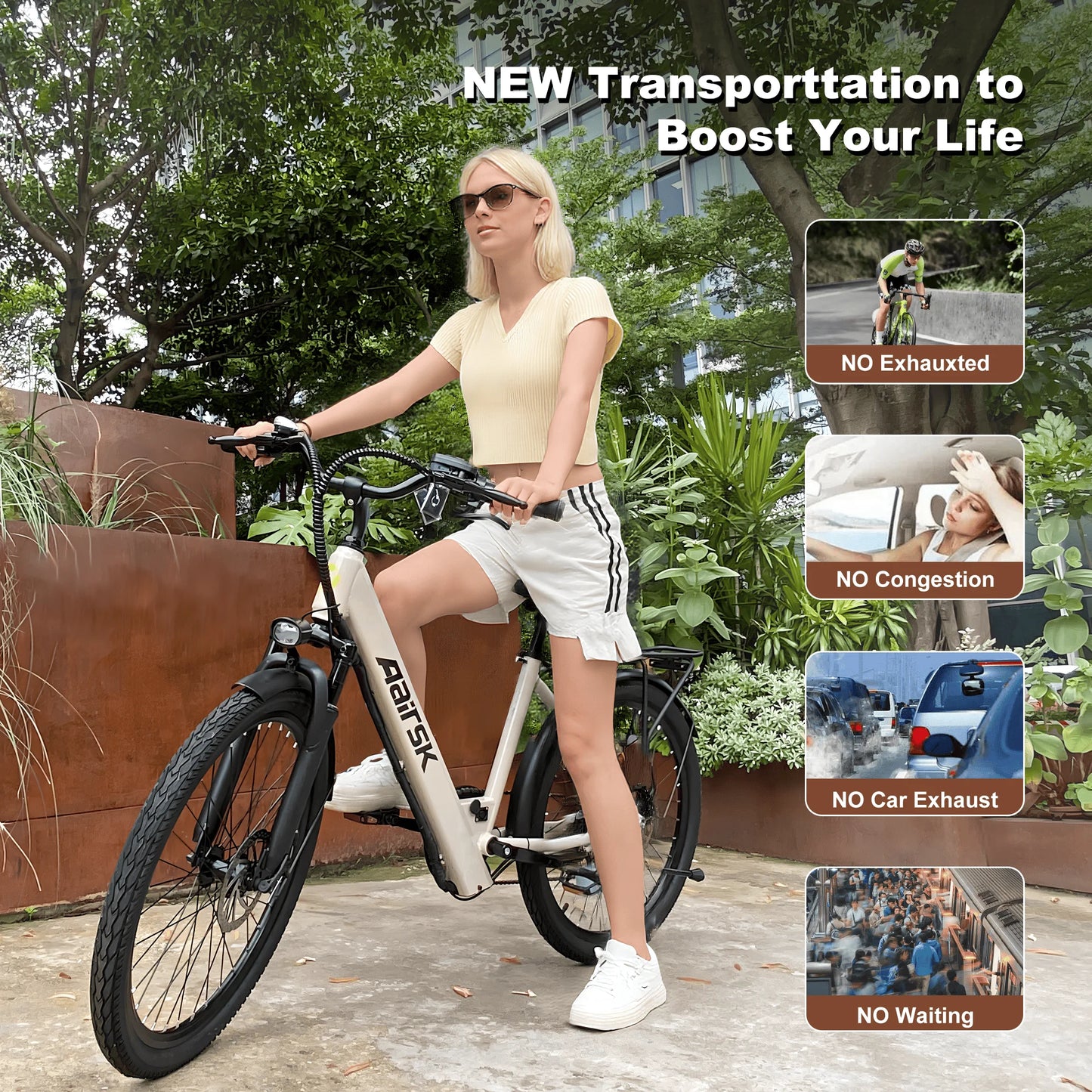 Aairsk Electric Mountain Bike Adults 40-Mile Range 23 MPH