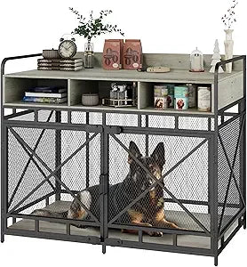 High-Concerned Dog Crate Furniture End Table Kennel With Drawers