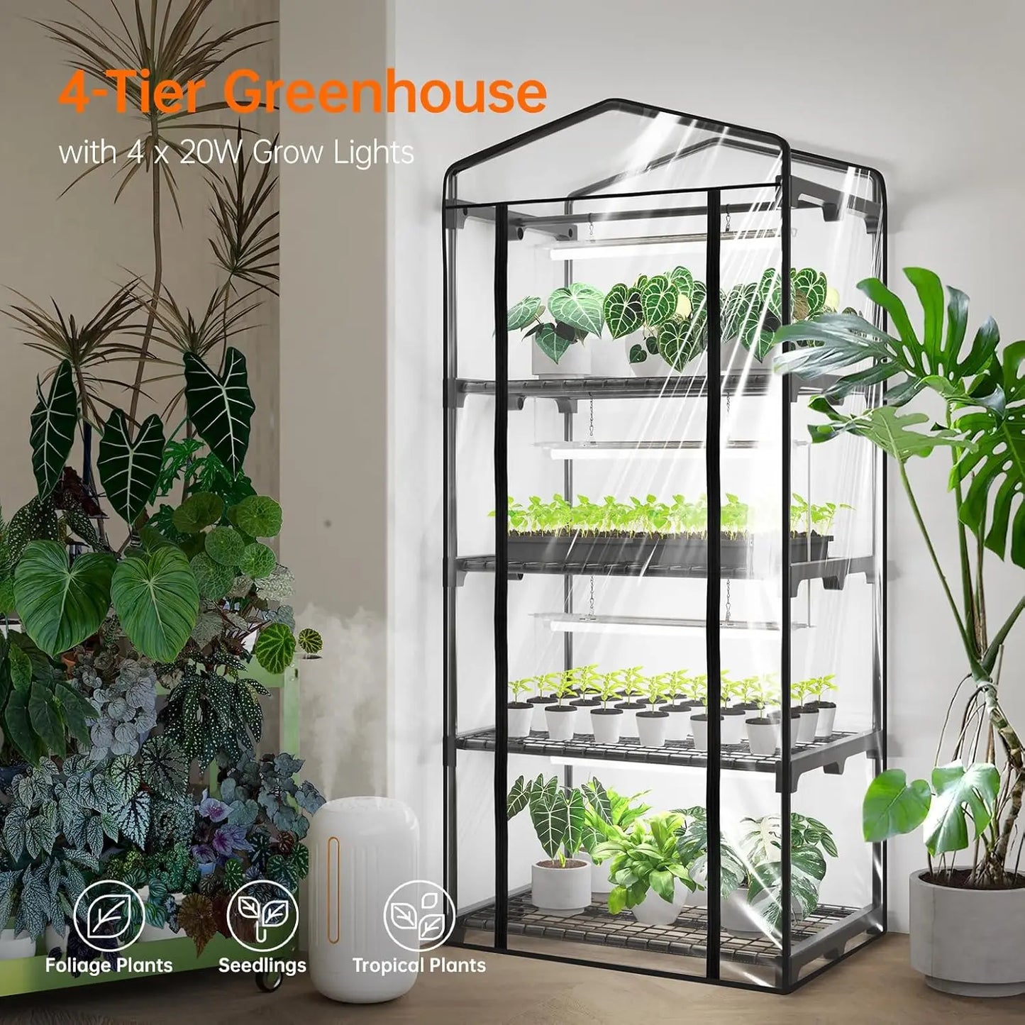 XMSJ Indoor Greenhouse With Grow Light And Timer System