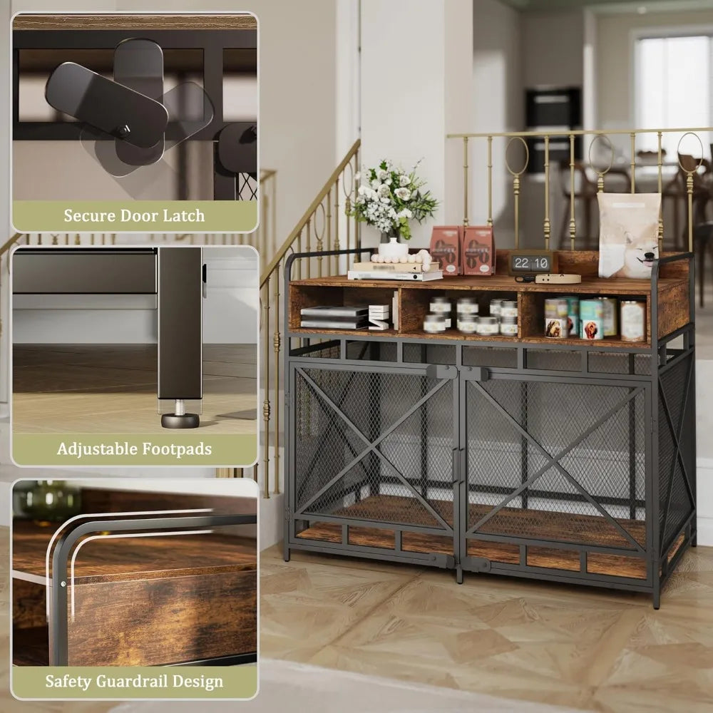 High-Concerned Dog Crate Furniture End Table Kennel With Drawers