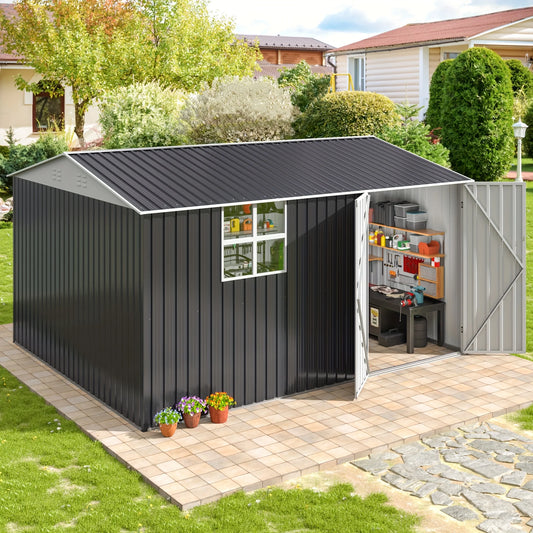Polar Aurora Outdoor Metal Storage Shed Windows Lockable Door