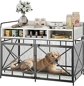 Durable Wooden Dog Crate Furniture End Table With Drawers