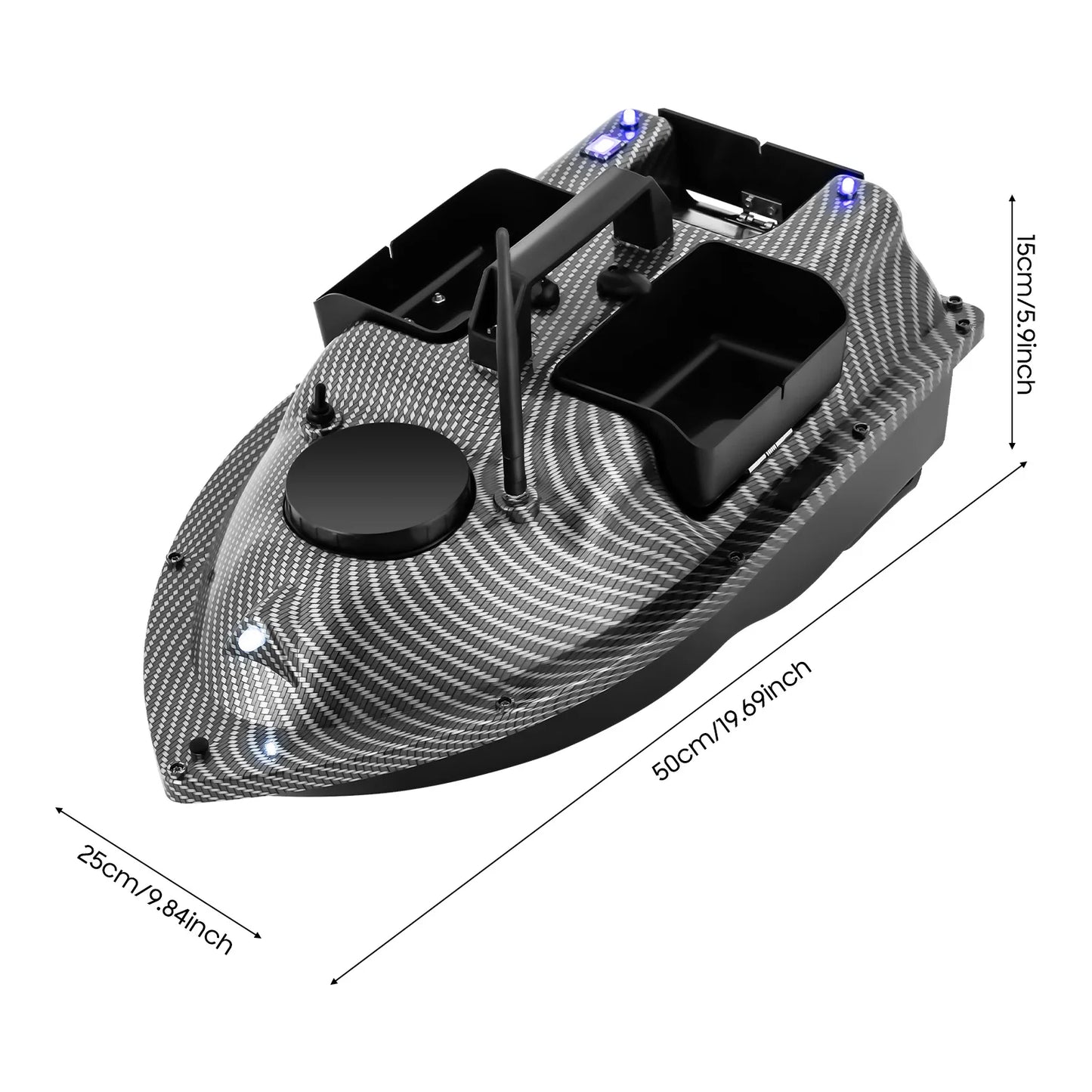 GPS Fishing Bait Boat With Remote Control Auto Return Twin Motors 3 Containers