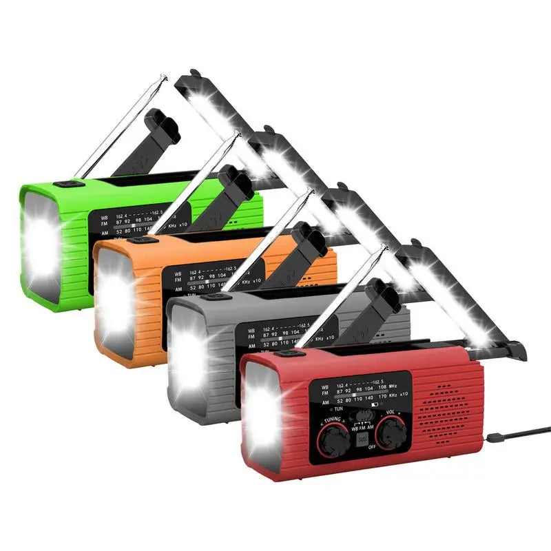 Solar Radio Flashlight For Camping With 3 Way Charging