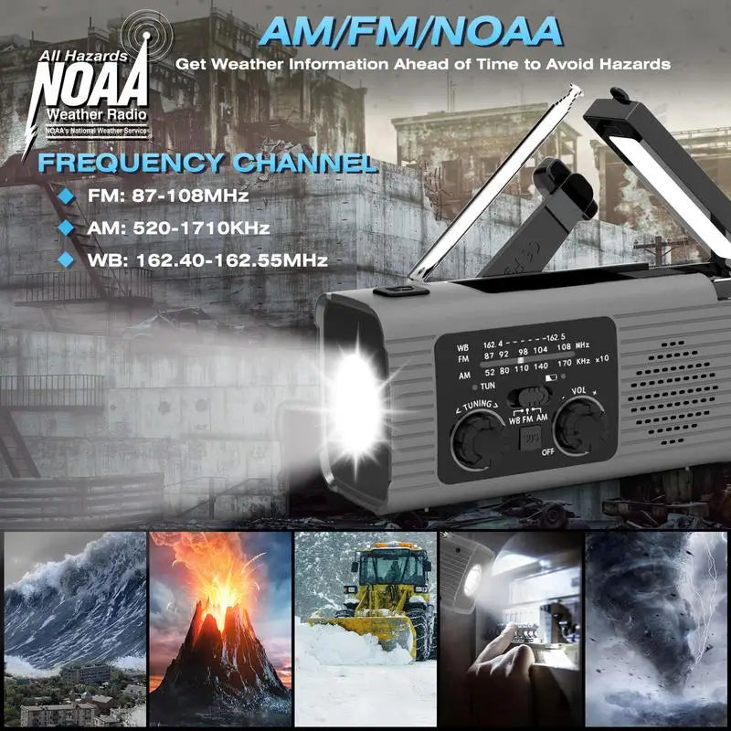 Solar Radio Flashlight For Camping With 3 Way Charging
