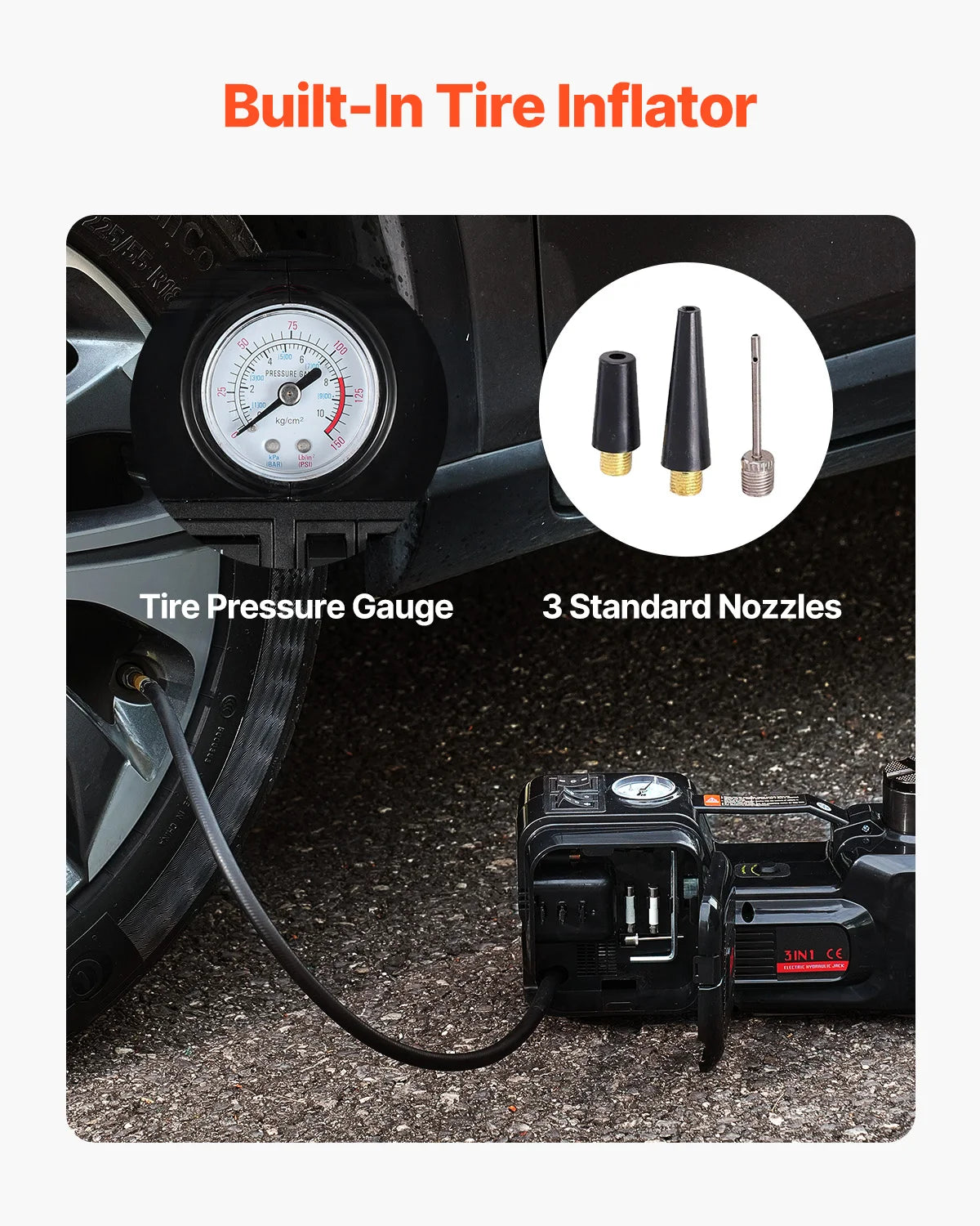 VEVOR 5T Electric Car Jack With 12V Scissor Jack And LED Light