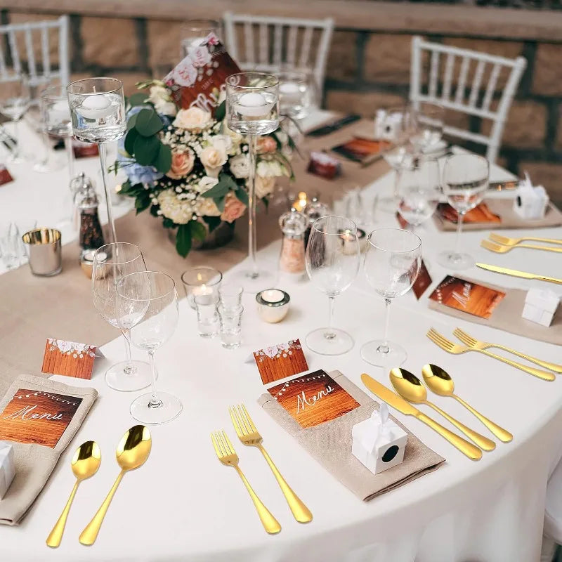 Gold Stainless Steel Flatware Set For 60 Guests Service 300Pcs