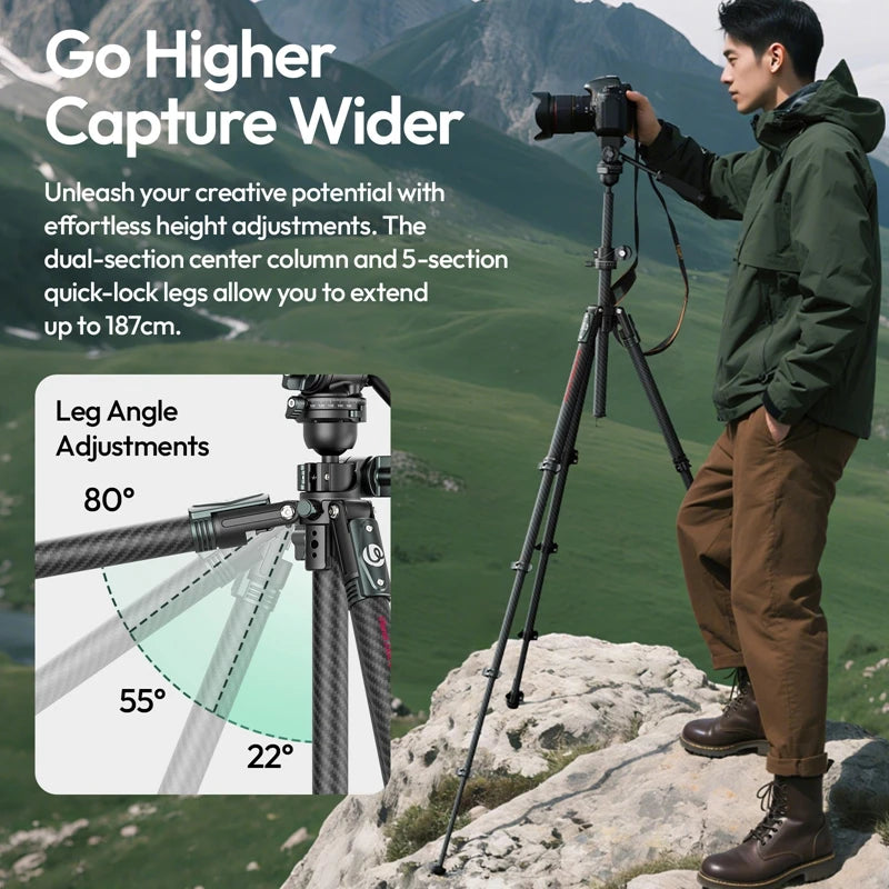 Ulanzi JJ06 GlideGo Video Tripod With 360 Panoramic Ball Head