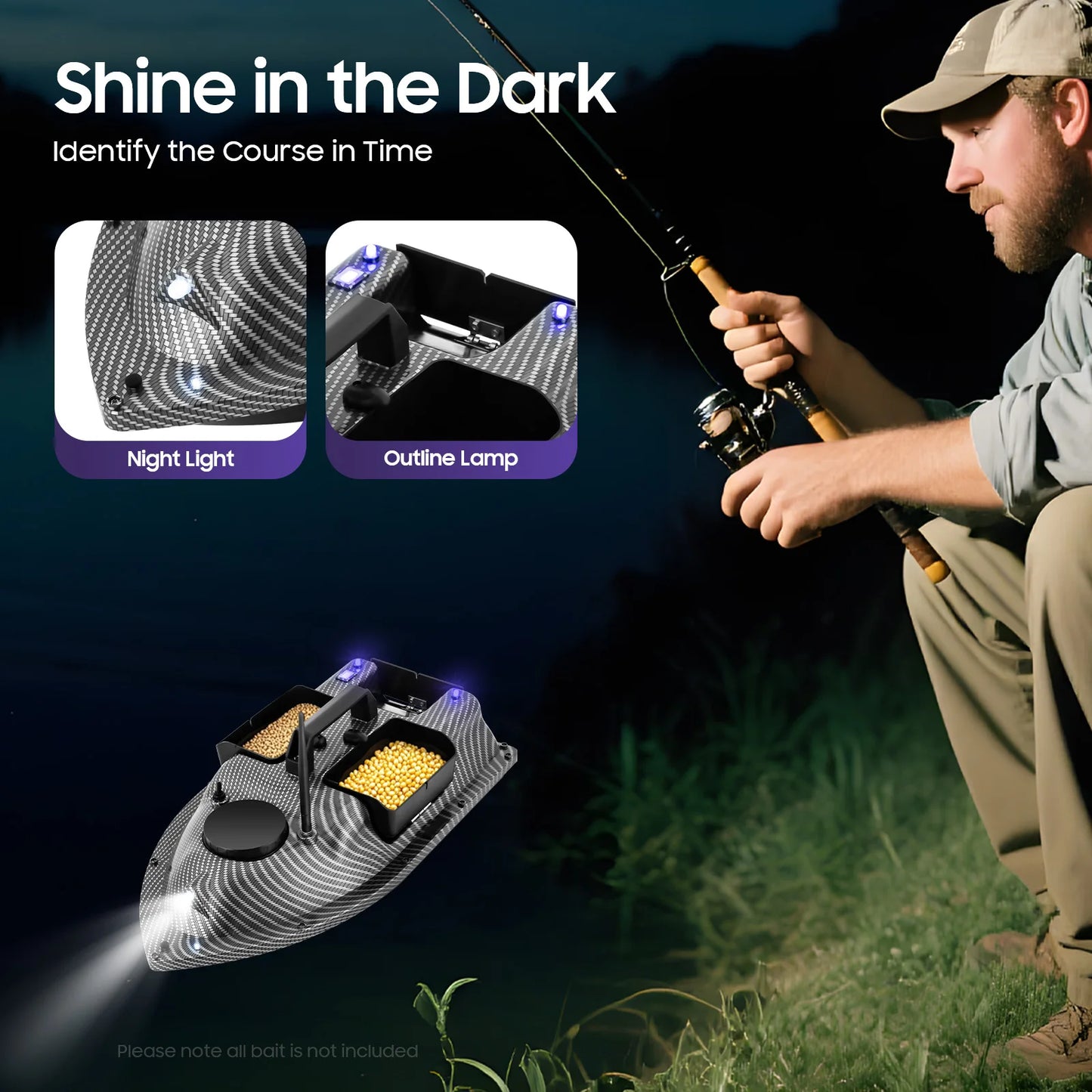 GPS Fishing Bait Boat With Remote Control Auto Return Twin Motors 3 Containers