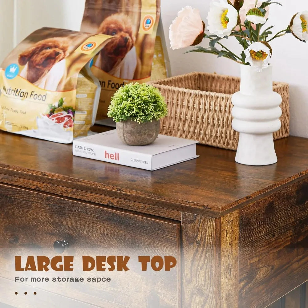 Wooden Dog Crate End Table With Storage Drawers