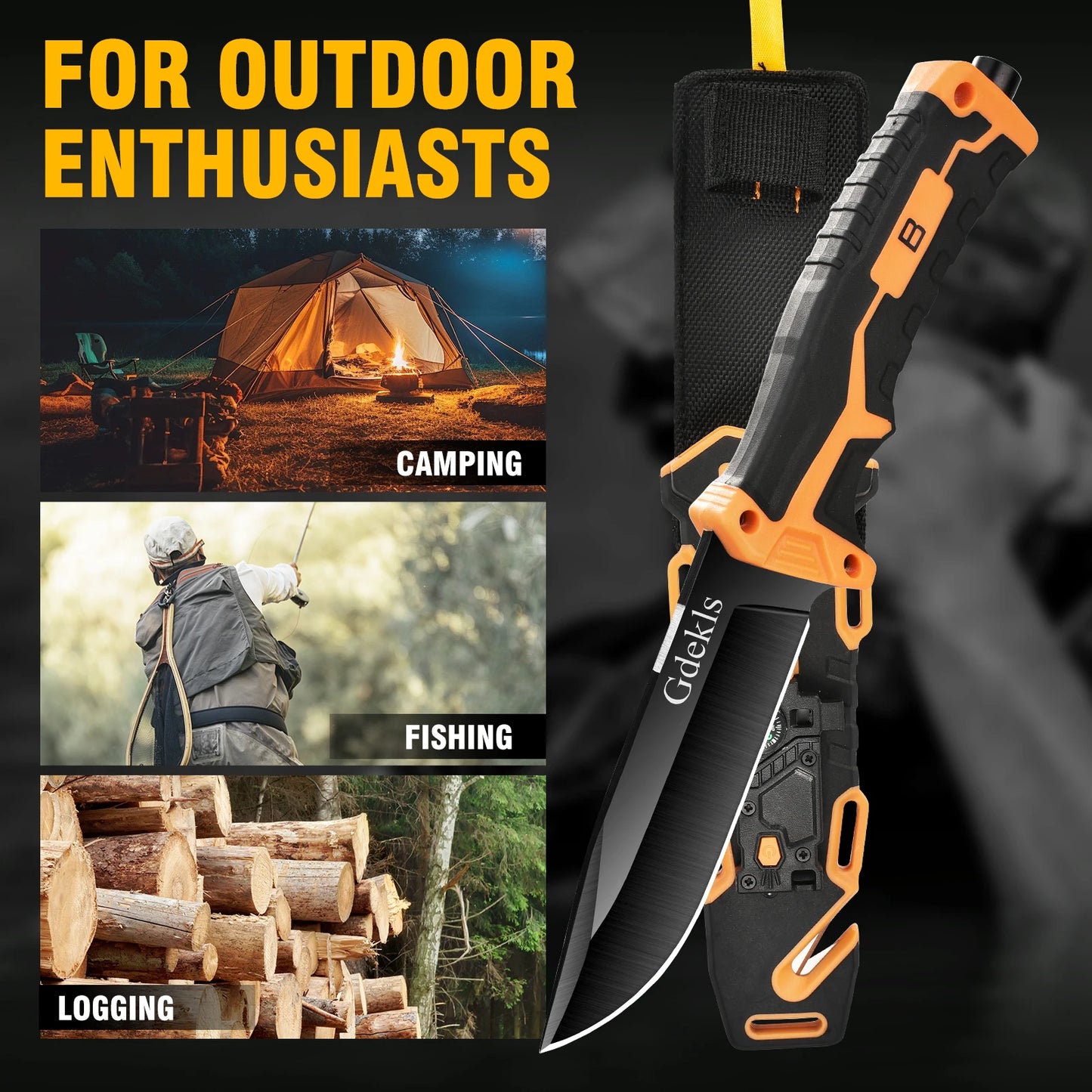 Gdekls Tactical Fixed Blade Knife For Camping And Survival