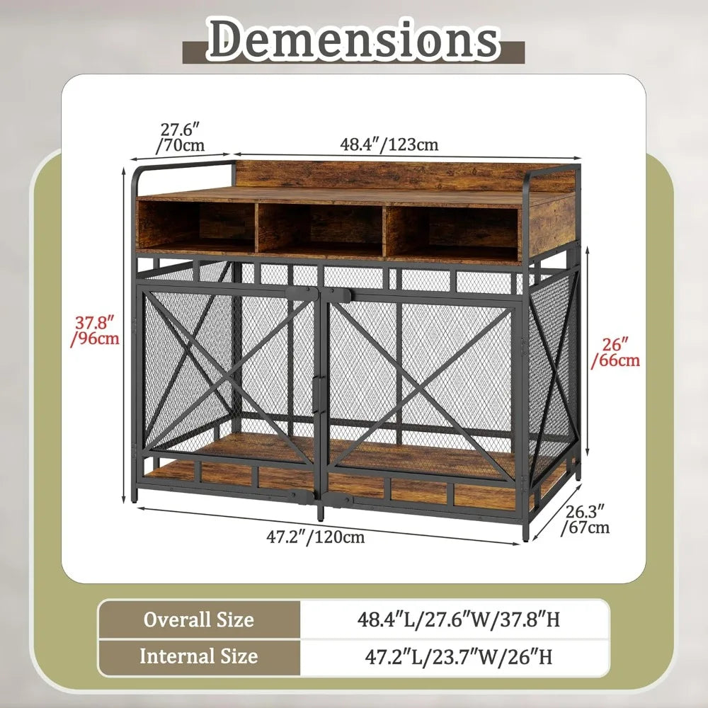 High-Concerned Dog Crate Furniture End Table Kennel With Drawers