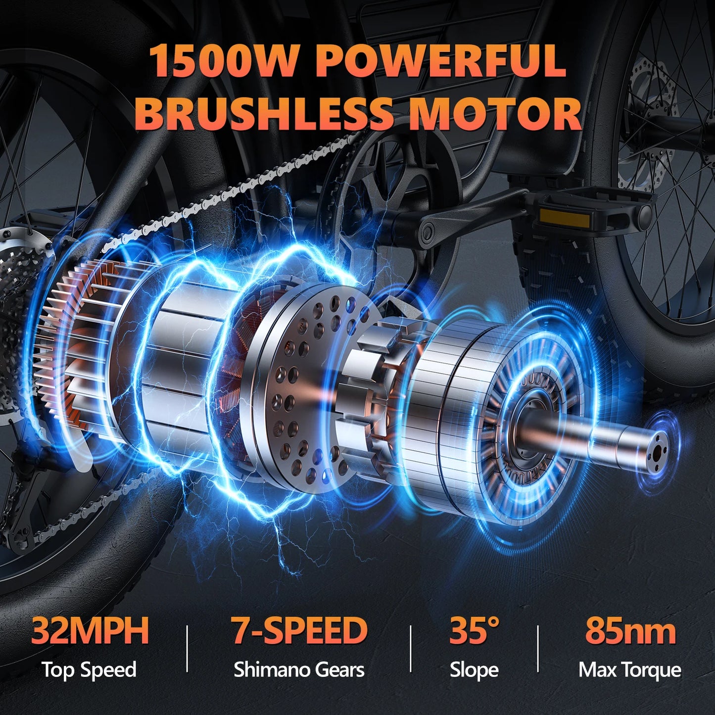 Kickwey K7 Electric Mountain Bike 1500W 48V Fat Tire