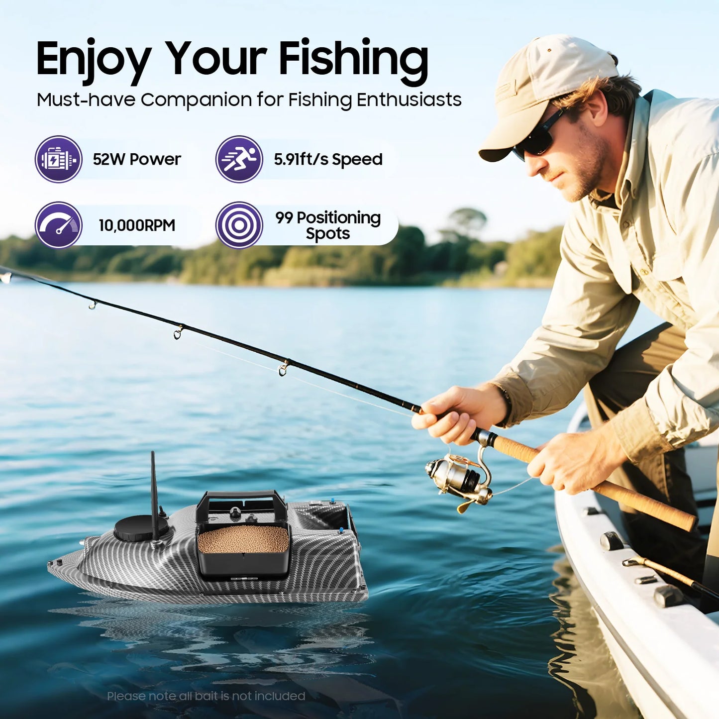 GPS Fishing Bait Boat With Remote Control Auto Return Twin Motors 3 Containers