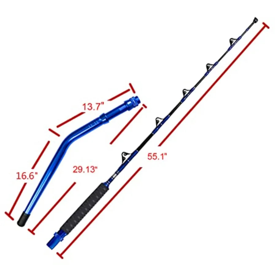 2Piece Saltwater Offshore Heavy Bent Straight Butt Trolling Rod Fishing Roller Rod Conventional Boat Deep Sea Fishing P