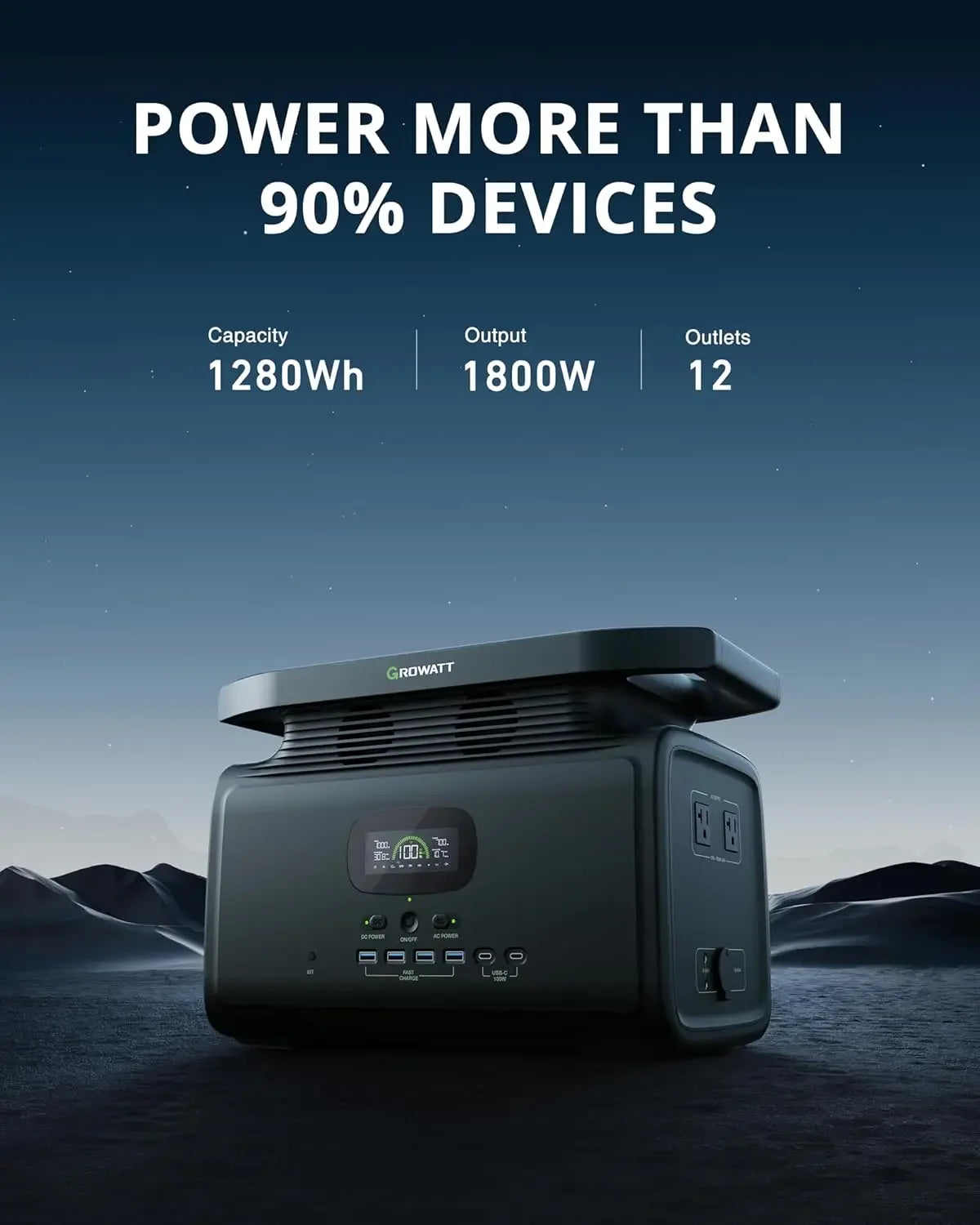 XMSJ Infinity 1200 Portable Power Station 1800W Solar Generator 1280Wh LiFePO4
