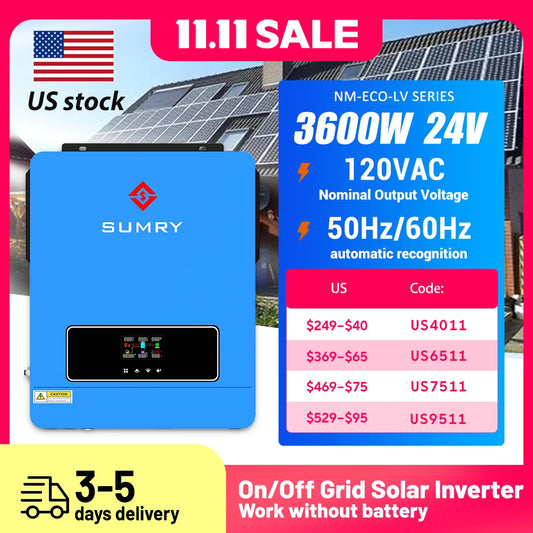 Sumry 3600W Hybrid Solar Inverter 24V 110V Pure Sine Wave