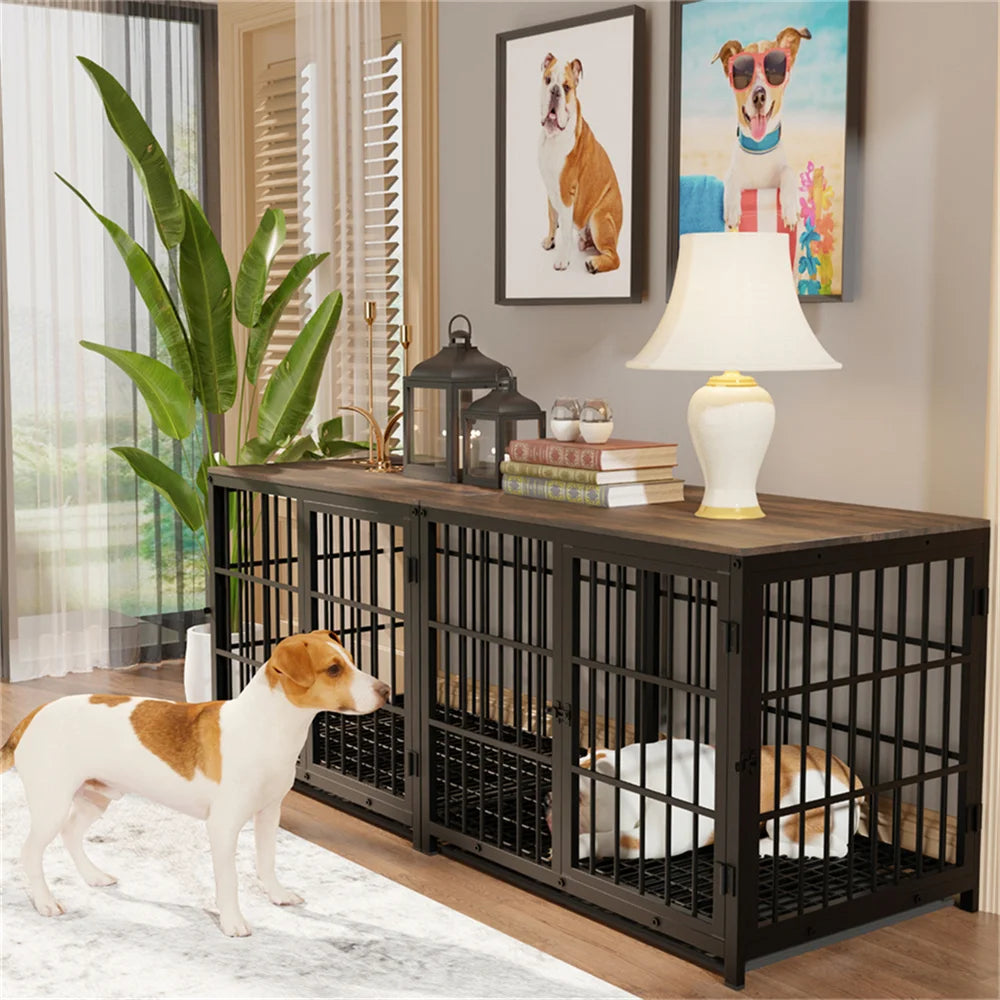 BORWARTH Elevated Wooden Dog Crate End Table Kennel