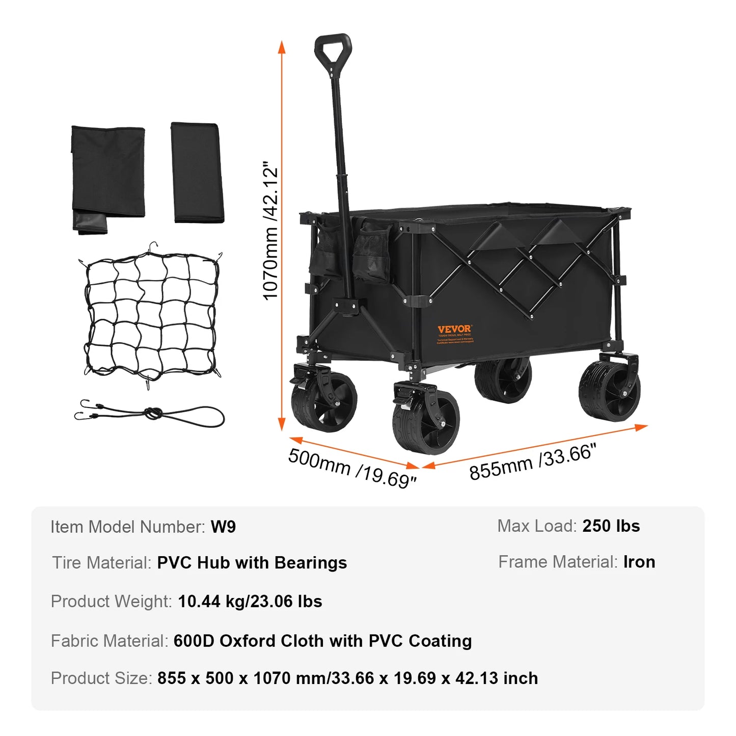 SucceBuy Collapsible Beach Wagon With AllTerrain Wheels And Drink Holder