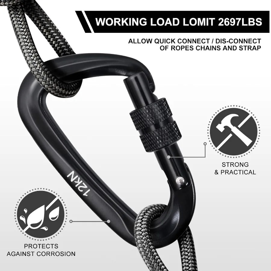 MultiPack 7075 Aircraft Carabine 12kN 23g UltraLight Spring and Locking for Camping Pets Hiking Rustproof HeavyDuty