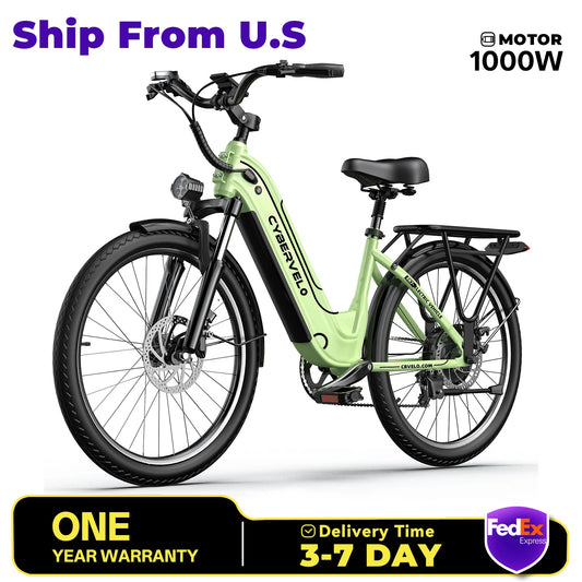 Cybervelo EK7 26inch electric bicycle for adult , peak 1000W motor ,48V 25Ah battery removeable, shimano 7 speed road bike