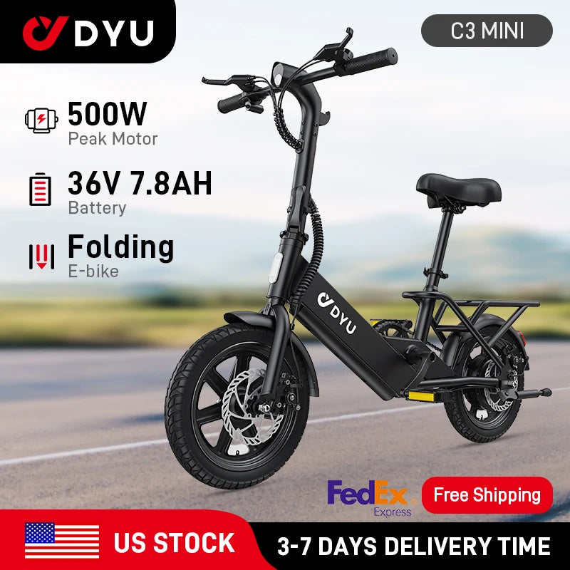 DYU C3 Electric Bicycle 36V 7.8Ah Battery 500W Peak