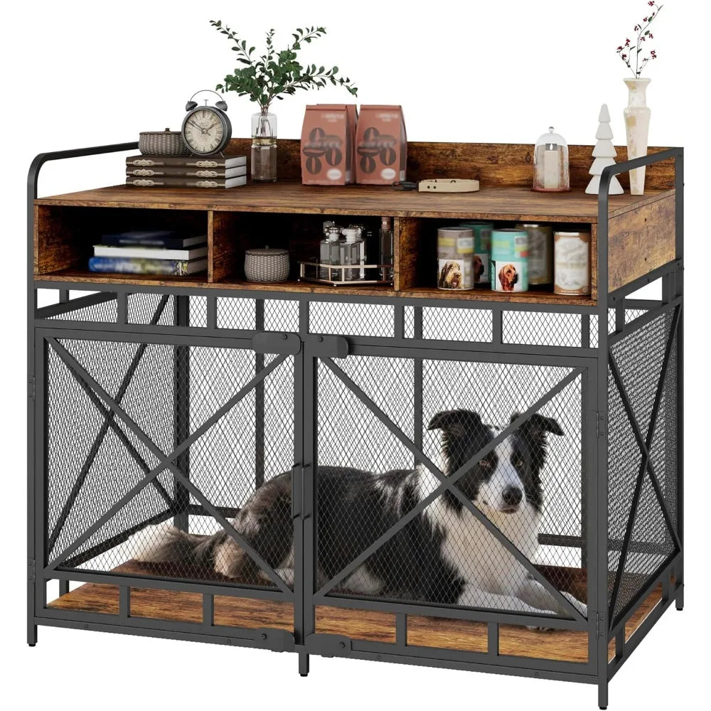 High-Concerned Dog Crate Furniture End Table Kennel With Drawers