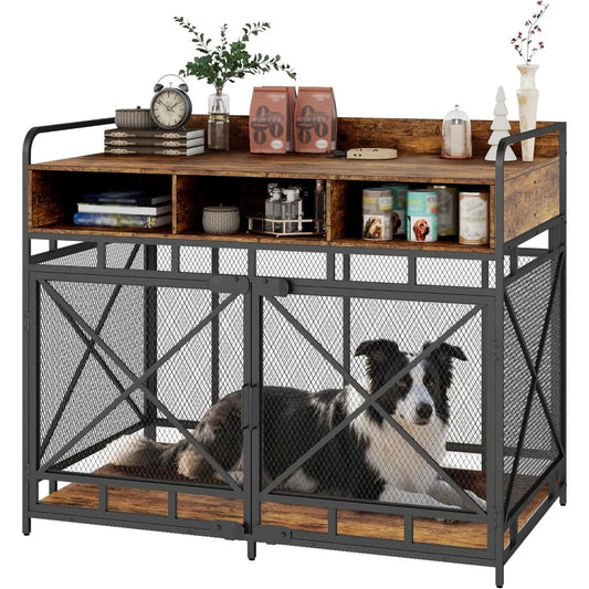 High-Concerned Dog Crate Furniture End Table Kennel With Drawers