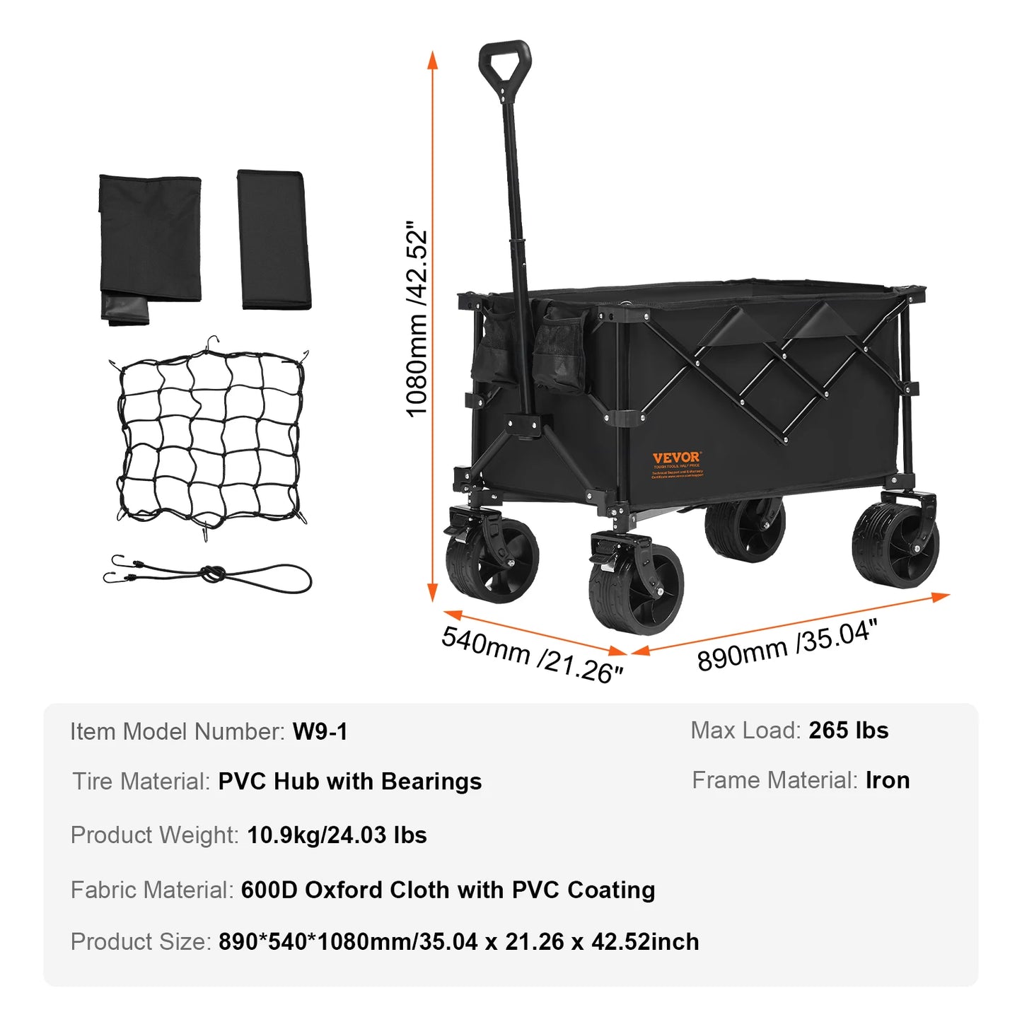 SucceBuy Collapsible Beach Wagon With AllTerrain Wheels And Drink Holder