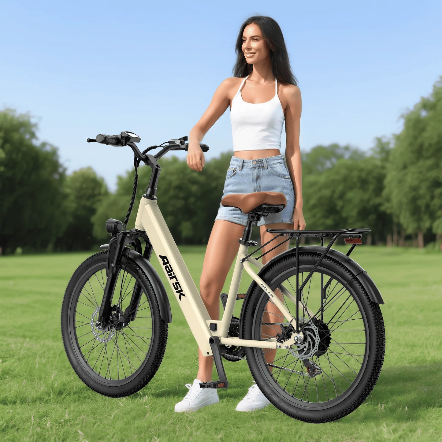 Aairsk Electric Mountain Bike Adults 40-Mile Range 23 MPH